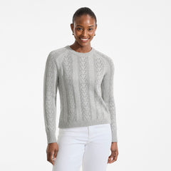 Women's Petite Drifter Raglan Pointelle Crew Neck Sweater