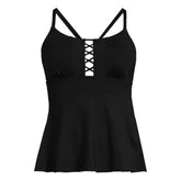 Women's Lace-up Flutter Tankini Swimsuit Top