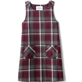 Girls Plaid Button Shoulder Patch Pocket Jumper