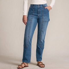 Women's Tall Soft Denim High Rise Rail Straight Leg Utility Jeans