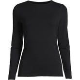 Women's Petite Lightweight Jersey Skimming Long Sleeve Crew Neck T-shirt