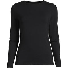 Women's Petite Lightweight Jersey Skimming Long Sleeve Crew Neck T-shirt