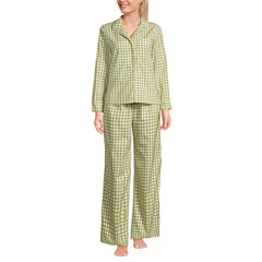 Women's Tall Cotton Poplin 2 Piece Pajama Set - Long Sleeve Top and Pants