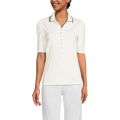 Women's Elbow Sleeve Lightweight Jersey Embellished Polo