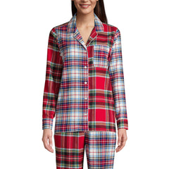 Women's Tall Long Sleeve Print Flannel Pajama Top