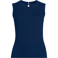 Women's Fine Gauge Baby Cable Crew Neck Sleeveless Sweater - Set Top
