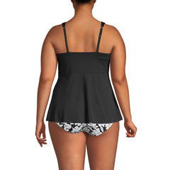 Women's Plus Size DDD-Cup Adjustable Scoop Neck Flutter Tankini Top