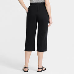 Women's Petite Sport Knit High Rise Elastic Waist Capri Pants
