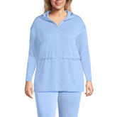 Women's Plus Size Cupro Long Sleeve Full Zip Tunic Hoodie