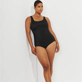 Women's Plus Size Tummy Control Tugless Low Leg One Piece Swimsuit
