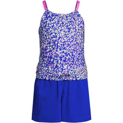 Girls Plus Chlorine Resistant Tankini Top Woven Short Set