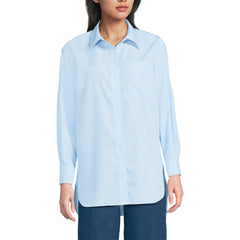 Women's Petite Oversized No Iron Tunic with Statement Collar Shirt