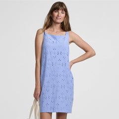 Women's Petite Sleeveless Eyelet Shift Above the Knee Dress