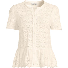 Women's Drifter Pointelle Ruffle Hem Cardigan Sweater