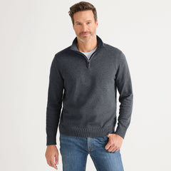 Men's Long Sleeve Fine Gauge Cotton Quarter Zip Sweater