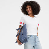 Women's Short Sleeve Supima Cotton Embroidered Crew Neck T Shirt