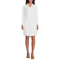 Women's Long Sleeve Linen Shirt Dress