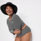 Women's Plus Size Crochet Long Sleeve Bikini Top and High Waisted Bottoms Swimsuit Set