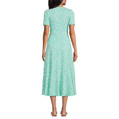 Women's Petite Cotton Modal Vneck Wrap Midi Dress