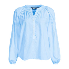 Women's Plus Size Cotton Voile Long Sleeve Raglan Smocked Top