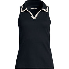 Women's Plus Size Sleeveless Micro Rib Polo