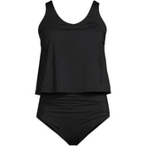 Women's Chlorine Resistant V Neck One Piece Fauxkini Swimsuit