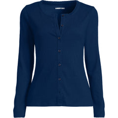 Women's Plus Size Long Sleeve Micro Rib Button Through Cardigan