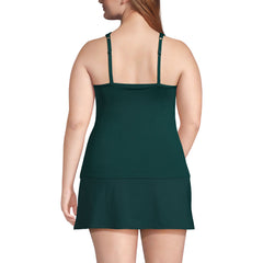 Women's Plus Size Chlorine Resistant Smoothing Control Mesh High Neck Tankini Swimsuit Top