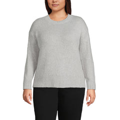 Women's Plus Size Boucle Easy Fit Crew Neck Sweater