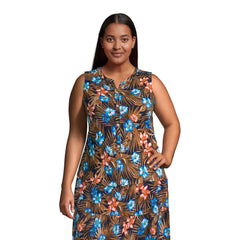Women's Plus Size Crinkle Knit Button Front Tank