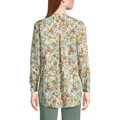 Women's Petite No Iron Banded Collar Popover Shirt