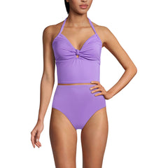 Women's Knot Front Halter Tankini Swimsuit Top