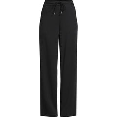 Women's Petite Sport Knit High Rise Pull On Relaxed Straight Leg Pants