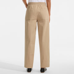Women's Herringbone Chino High Rise Relaxed Straight Drawstring Ankle Pants