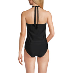 Women's Surplice Halter Tankini Top and High Leg High Waisted Bottoms 2 Piece Set