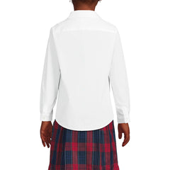 Girls Long Sleeve Peter Pan Collar Broadcloth Shirt