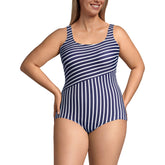 Women's Plus Size Scoop Neck Tugless Sporty One Piece Swimsuit
