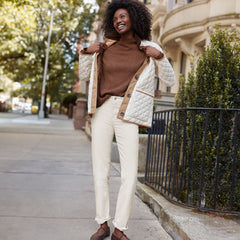 Women's Petite Mid Rise Straight Leg Corduroy Pants