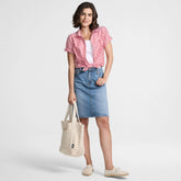 Women's Soft Denim Classic 5 Pocket Above the Knee Skirt