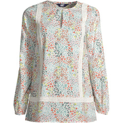 Women's Plus Size Cotton Long Sleeve Split Neck Tunic Top