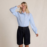 Women's Poplin Ruffle Button Front Shirt