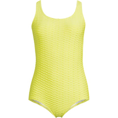 Women's Plus Size Tugless Low Leg Textured One Piece Swimsuit