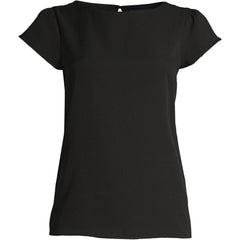 Women's Petite Short Sleeve Crepe Tulip Sleeve Blouse