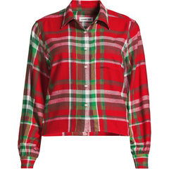 Women's Plus Size Cropped Flannel Shirt