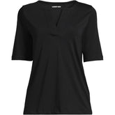 Women's Plus Supima Jersey Half Sleeve Splitneck Shirt