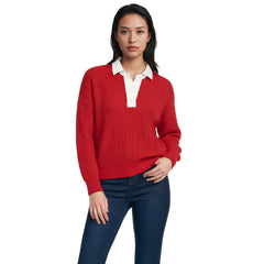 Women's Drifter Rugby with Woven Collar Sweater