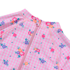 Girls Chlorine Resistant Long Sleeve Ruffle One Piece Swimsuit