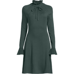 Women's Fine Gauge Cotton Fit and Flare Sweater Dress