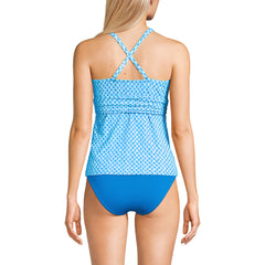 Women's Long Torso V-Neck Plunge X Back Tankini Top