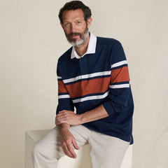 Men's Tall Long Sleeve Lightweight Slub Rugby Polo